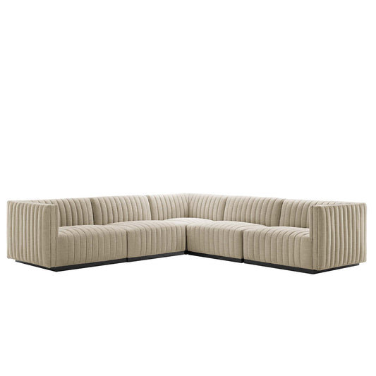 Conjure 5-Piece Channel Tufted Upholstered Fabric L-Shaped Sectional