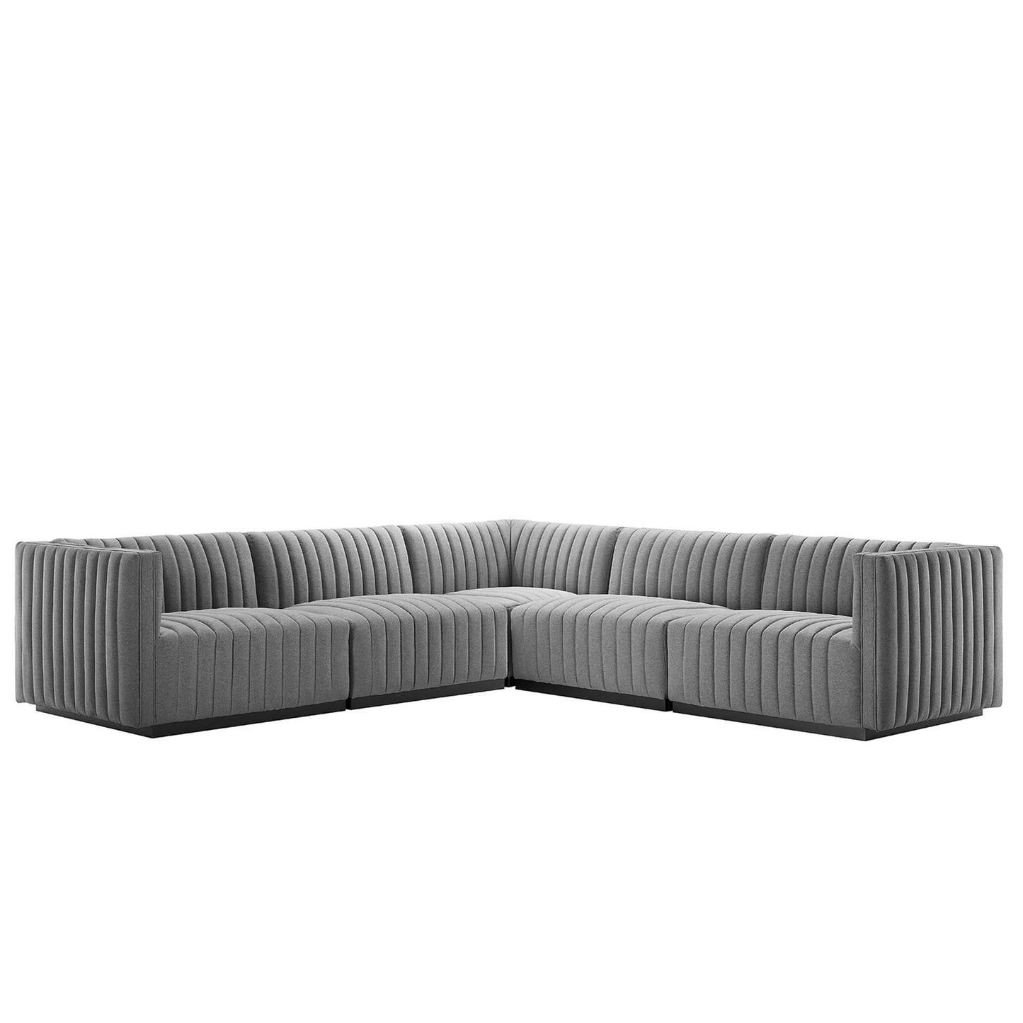 Conjure 5-Piece Channel Tufted Upholstered Fabric L-Shaped Sectional