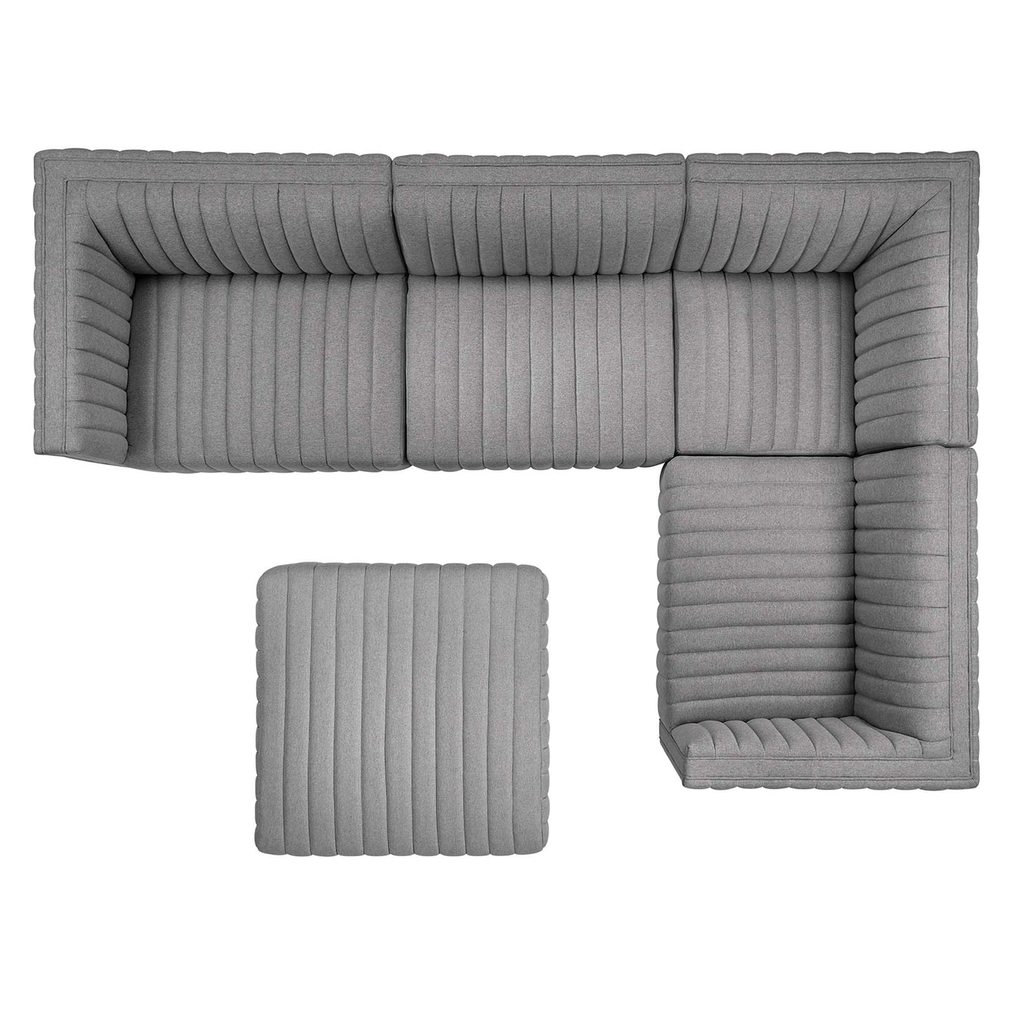 Conjure 5-Piece Channel Tufted Upholstered Fabric Sectional