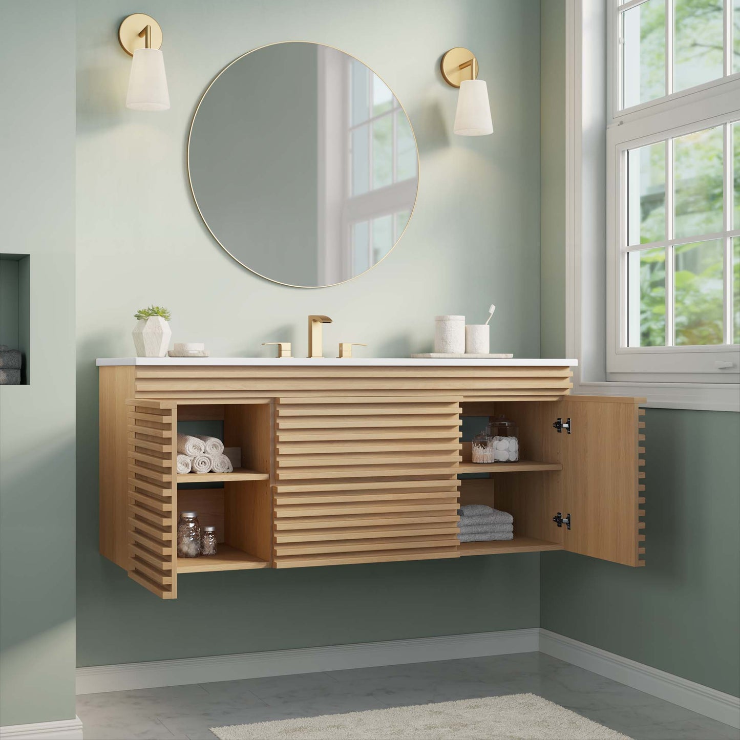 Render 48" Wall-Mount Bathroom Vanity