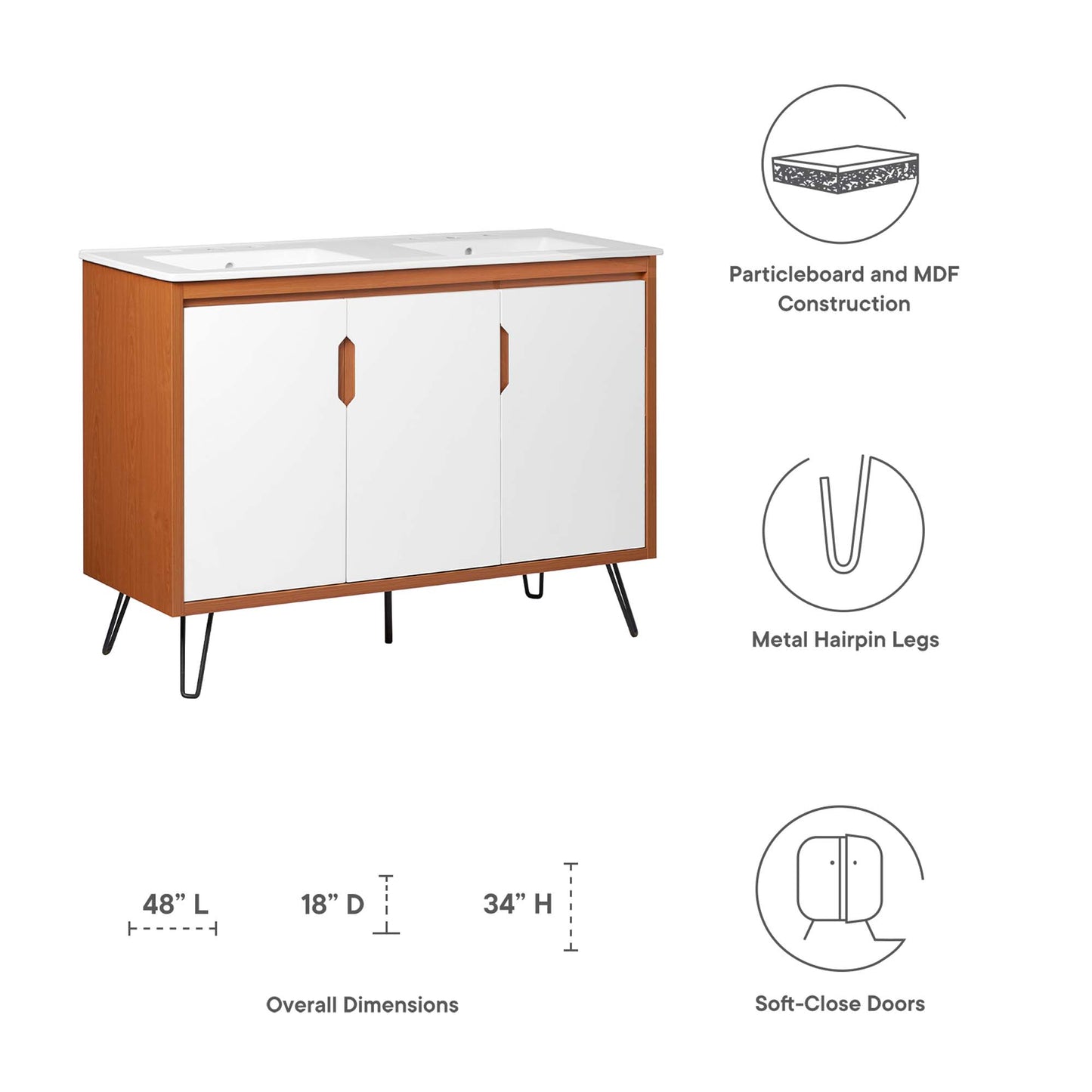 Energize 48" Double Sink Bathroom Vanity