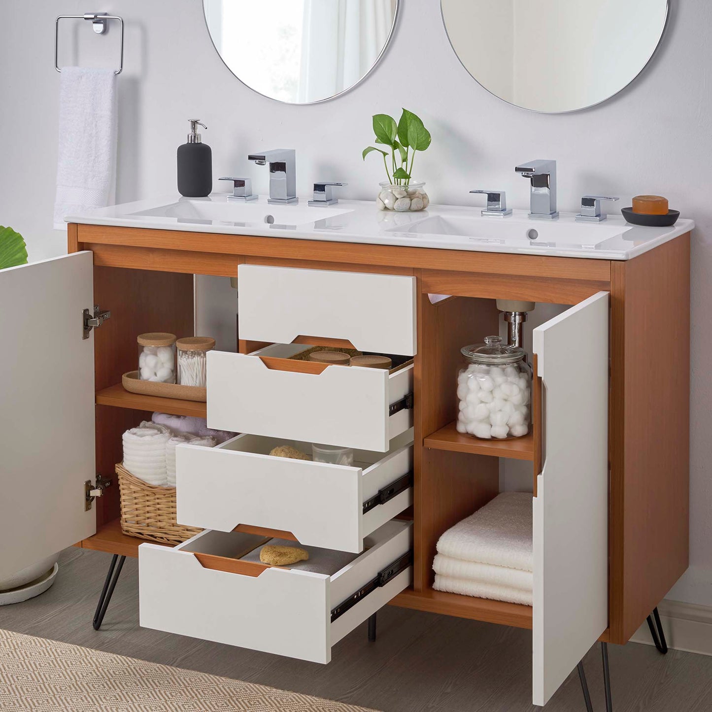 Mueble de baño con lavabo doble Energize de 48" de Modway