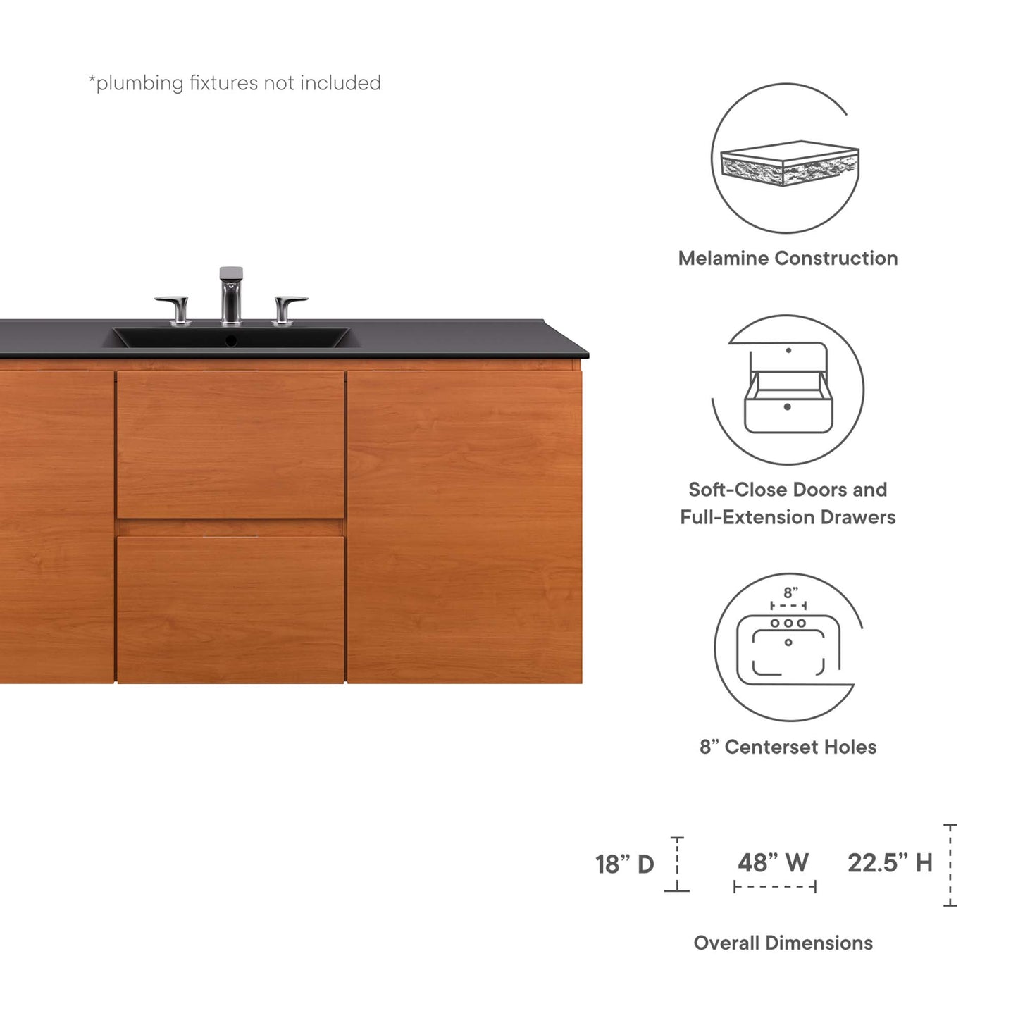 Scenic 48" Wall-Mount Bathroom Vanity