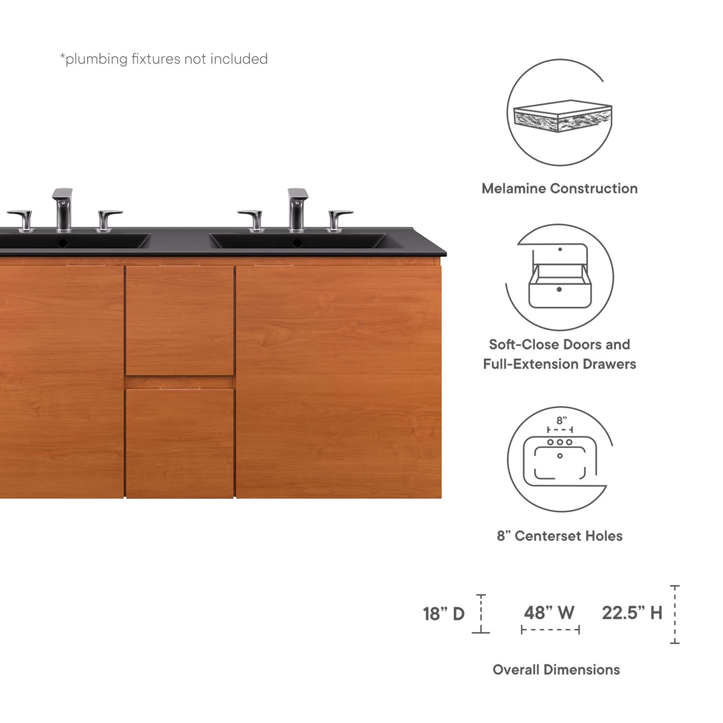 Scenic 48" Double Wall-Mount Bathroom Vanity