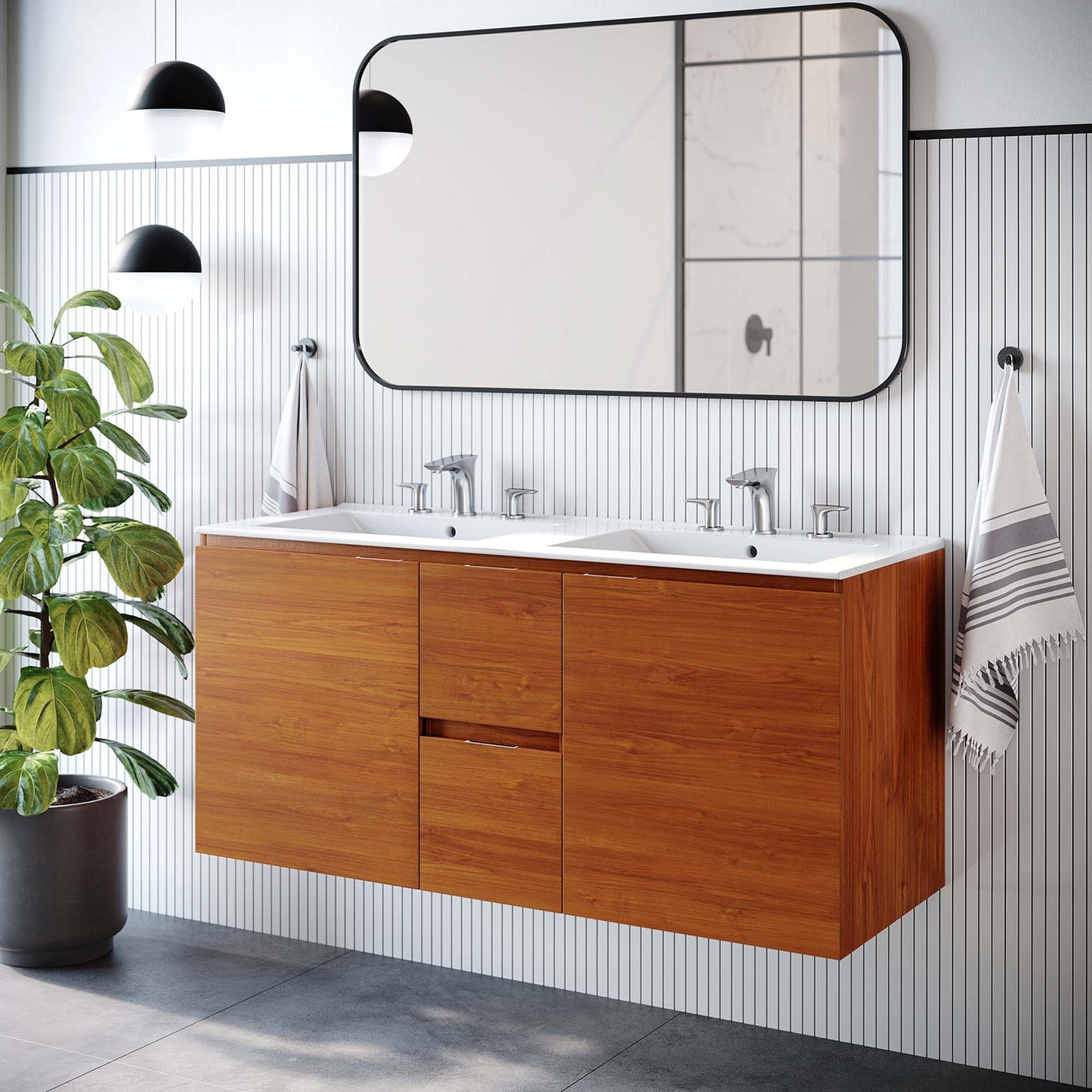 Scenic 48" Double Wall-Mount Bathroom Vanity