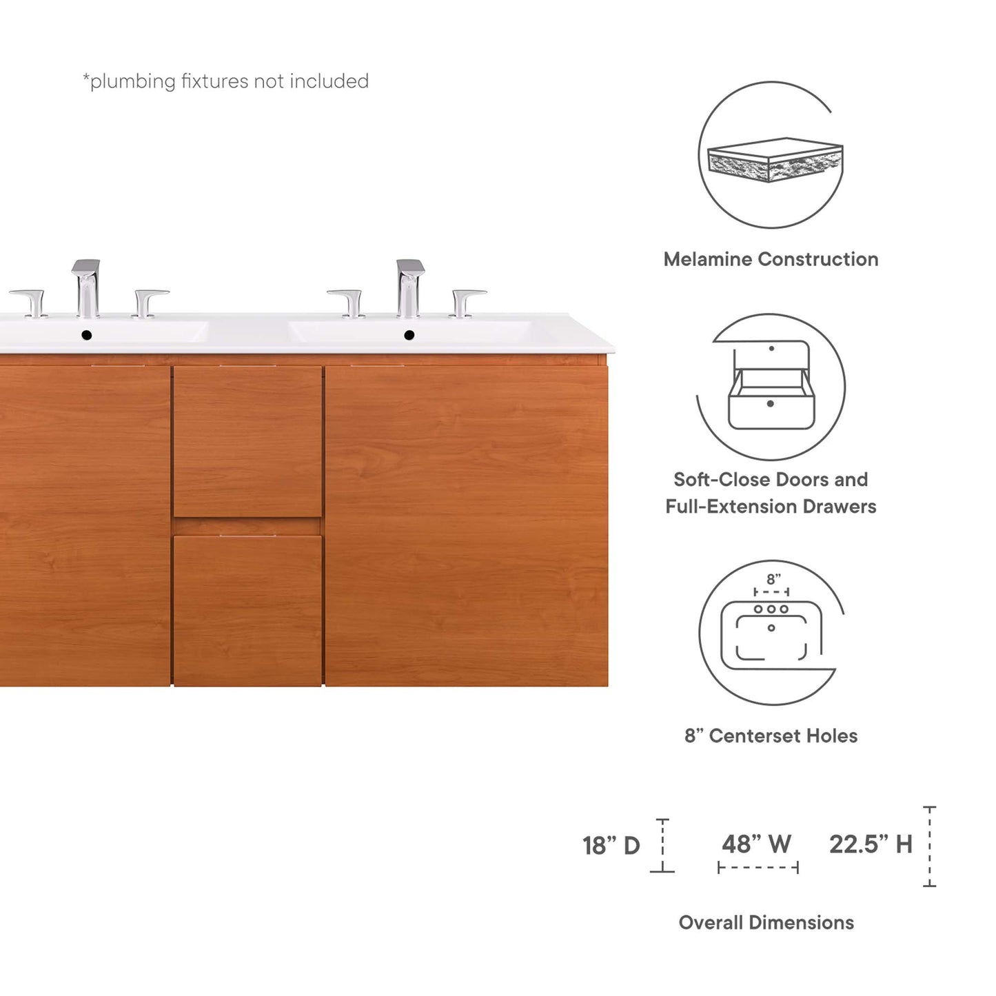 Scenic 48" Double Wall-Mount Bathroom Vanity