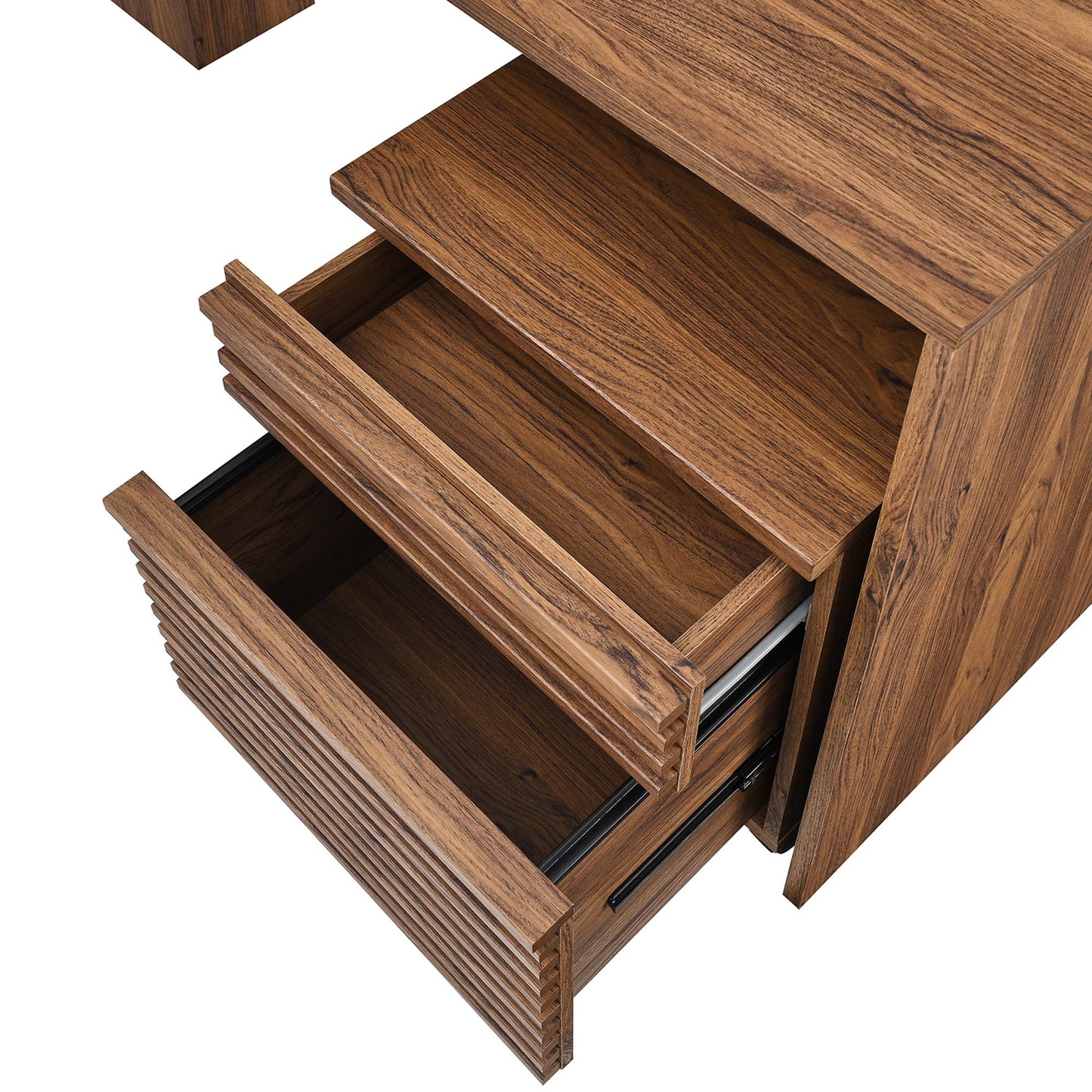 Render Wood Desk and File Cabinet Set