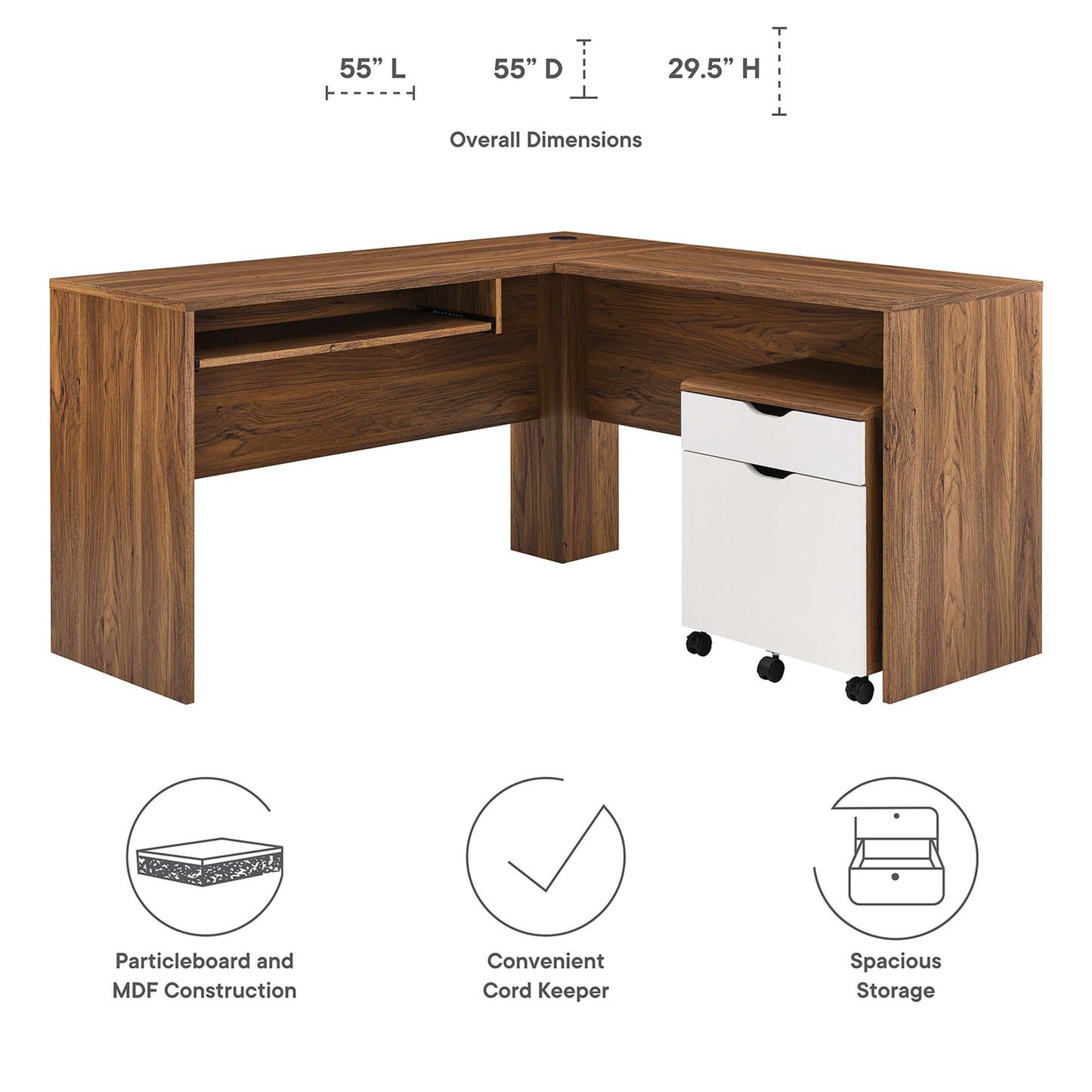 Envision Wood Desk and File Cabinet Set