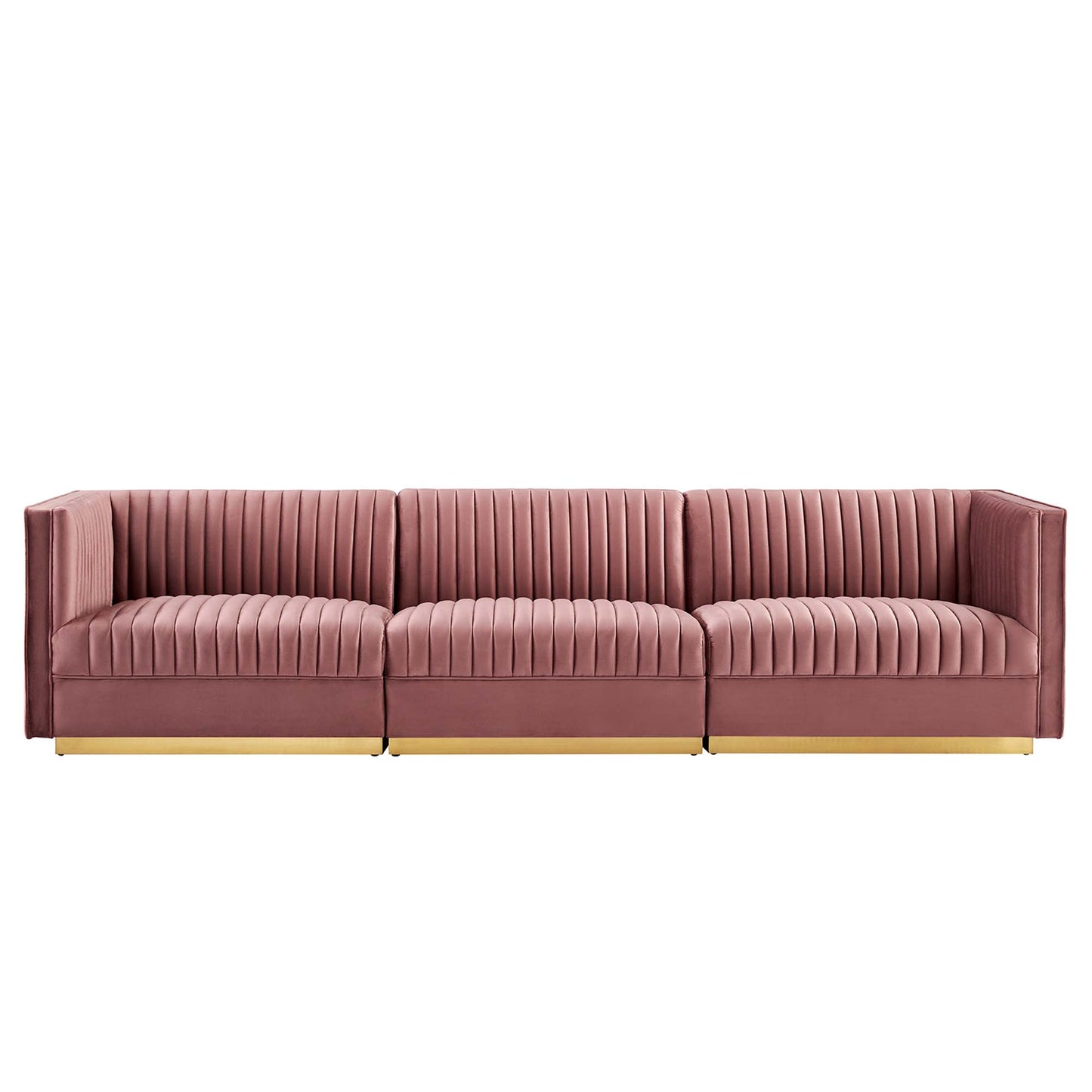 Sanguine Channel Tufted Performance Velvet 3-Seat Modular Sectional Sofa