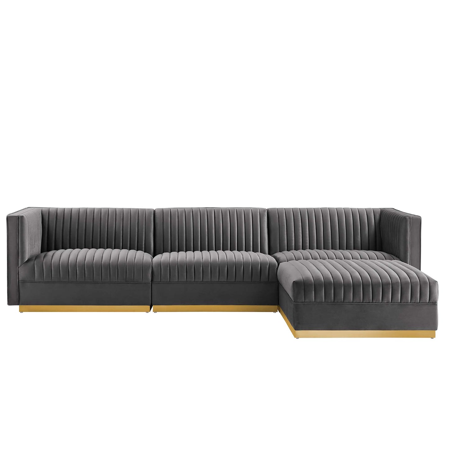 Sanguine 4-Piece Channel Tufted Performance Velvet Modular Sectional Sofa