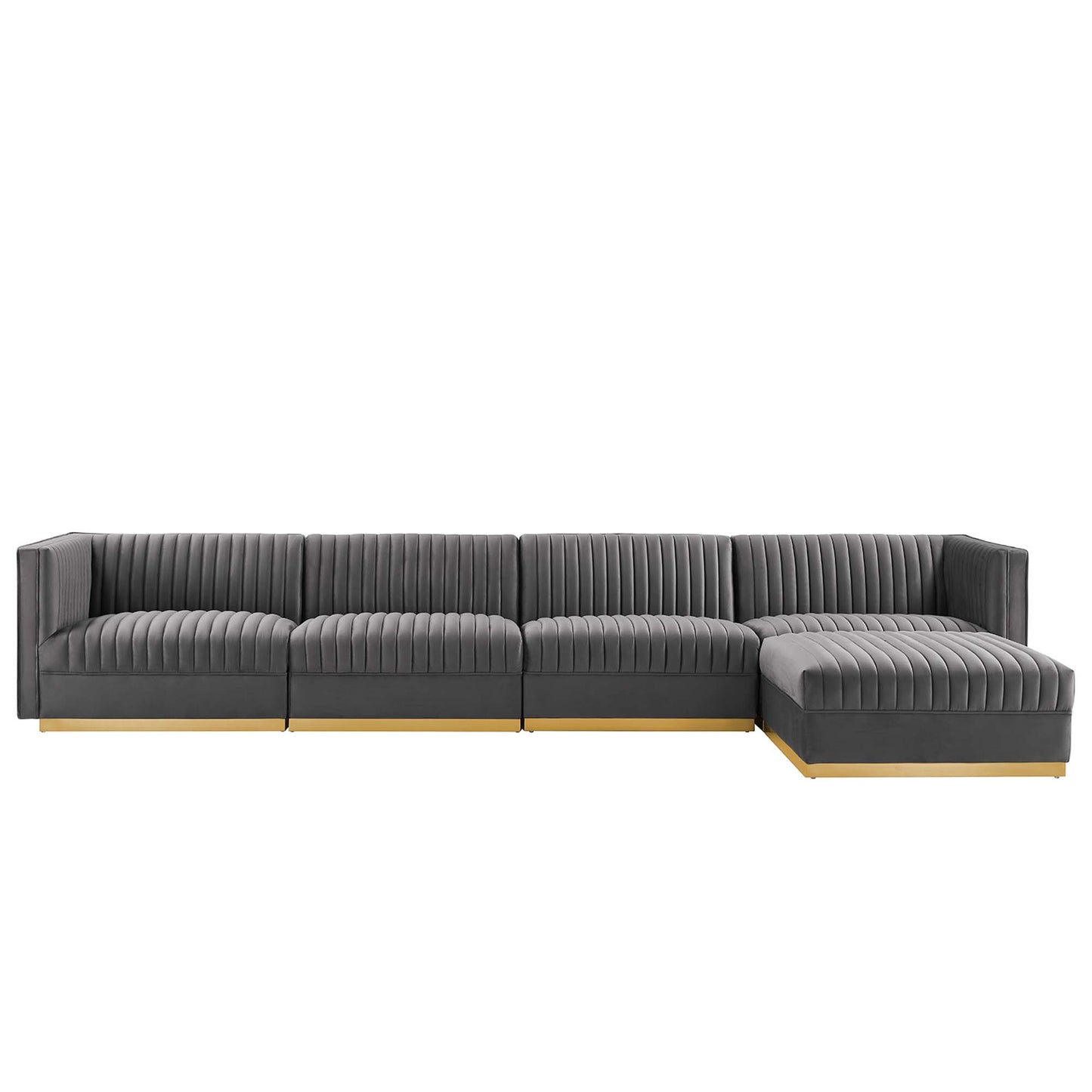 Sanguine 5-Piece Channel Tufted Performance Velvet Modular Sectional Sofa