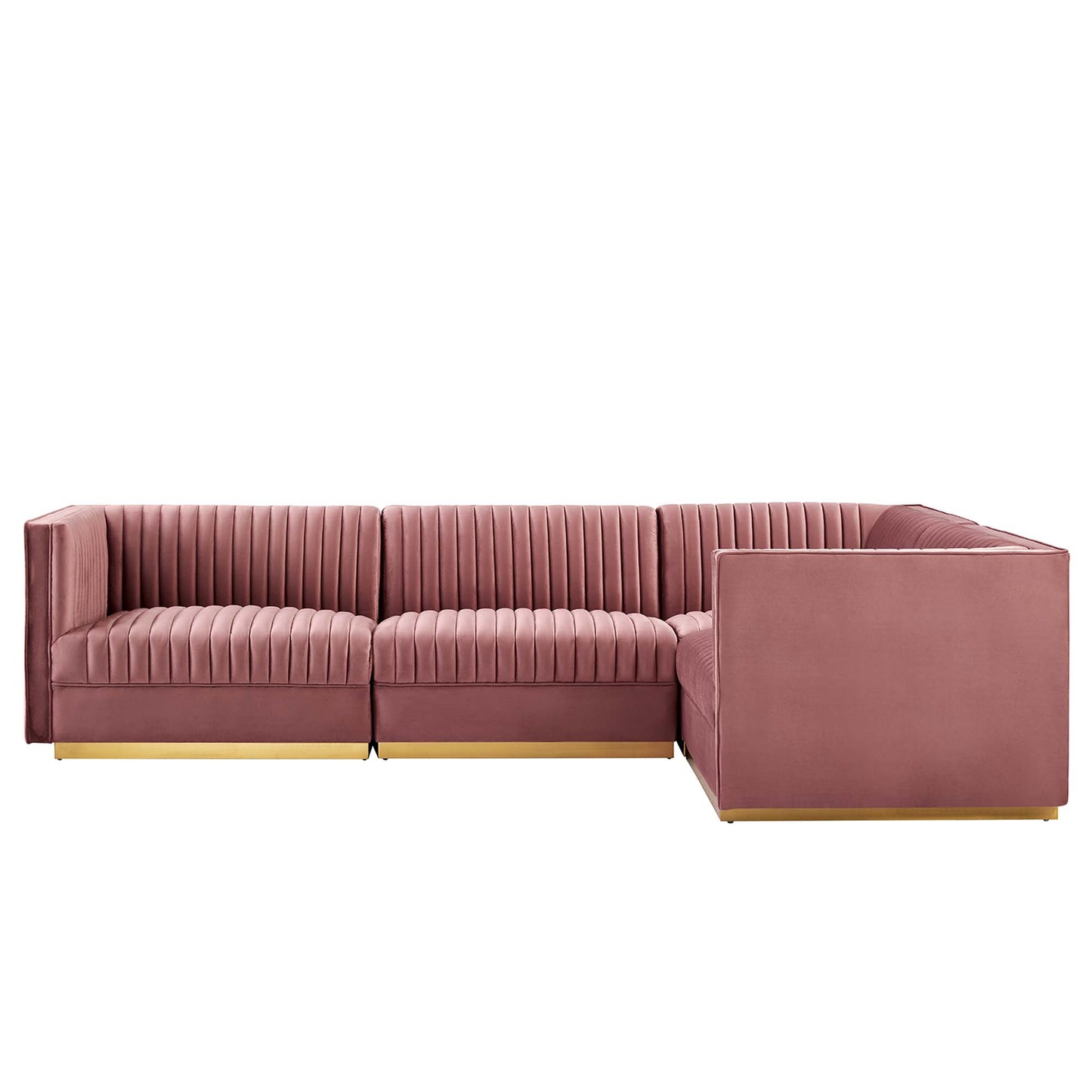 Sanguine 4-Piece Channel Tufted Performance Velvet Right-Facing Modular Sectional Sofa