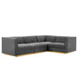 Sanguine 4-Piece Channel Tufted Performance Velvet Right-Facing Modular Sectional Sofa