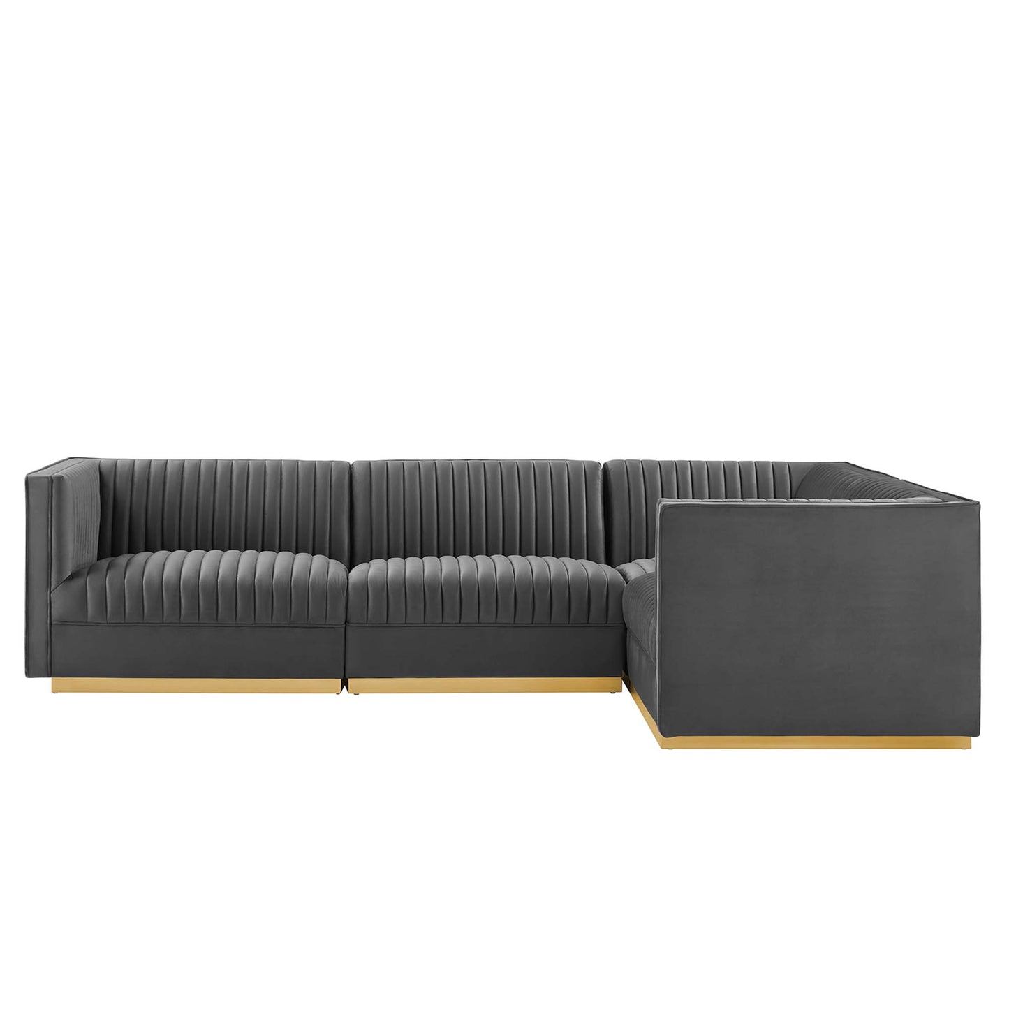 Sanguine 4-Piece Channel Tufted Performance Velvet Right-Facing Modular Sectional Sofa