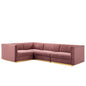 Sanguine 4-Piece Channel Tufted Performance Velvet Left-Facing Modular Sectional Sofa