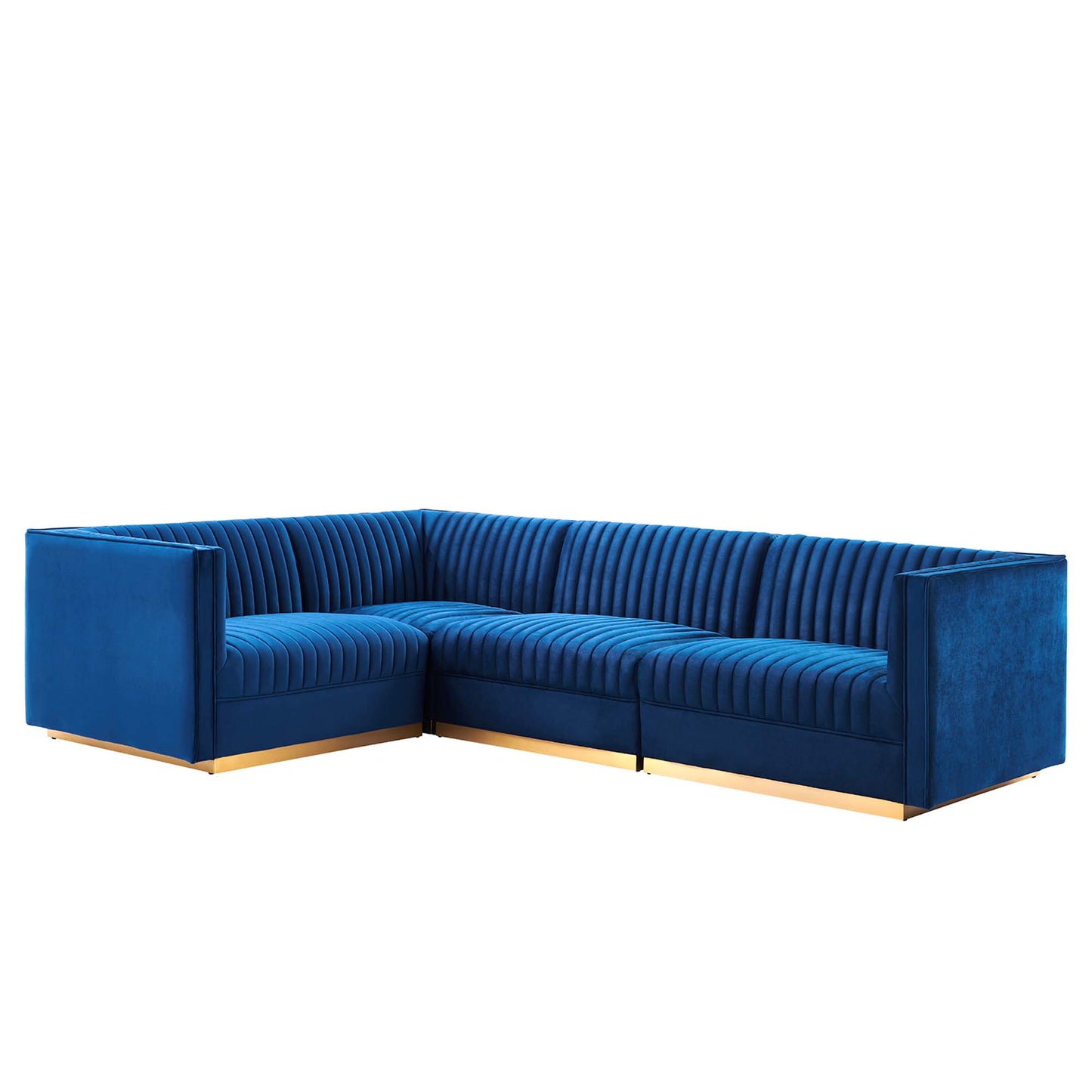 Sanguine 4-Piece Channel Tufted Performance Velvet Left-Facing Modular Sectional Sofa