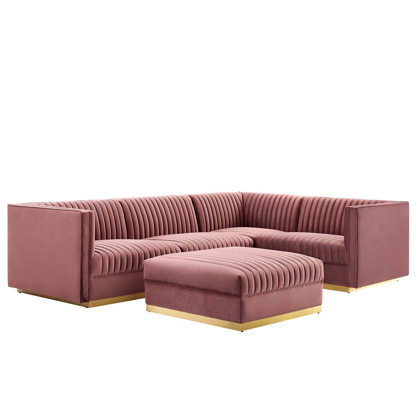 Sanguine 5-Piece Channel Tufted Performance Velvet Right-Facing Modular Sectional Sofa