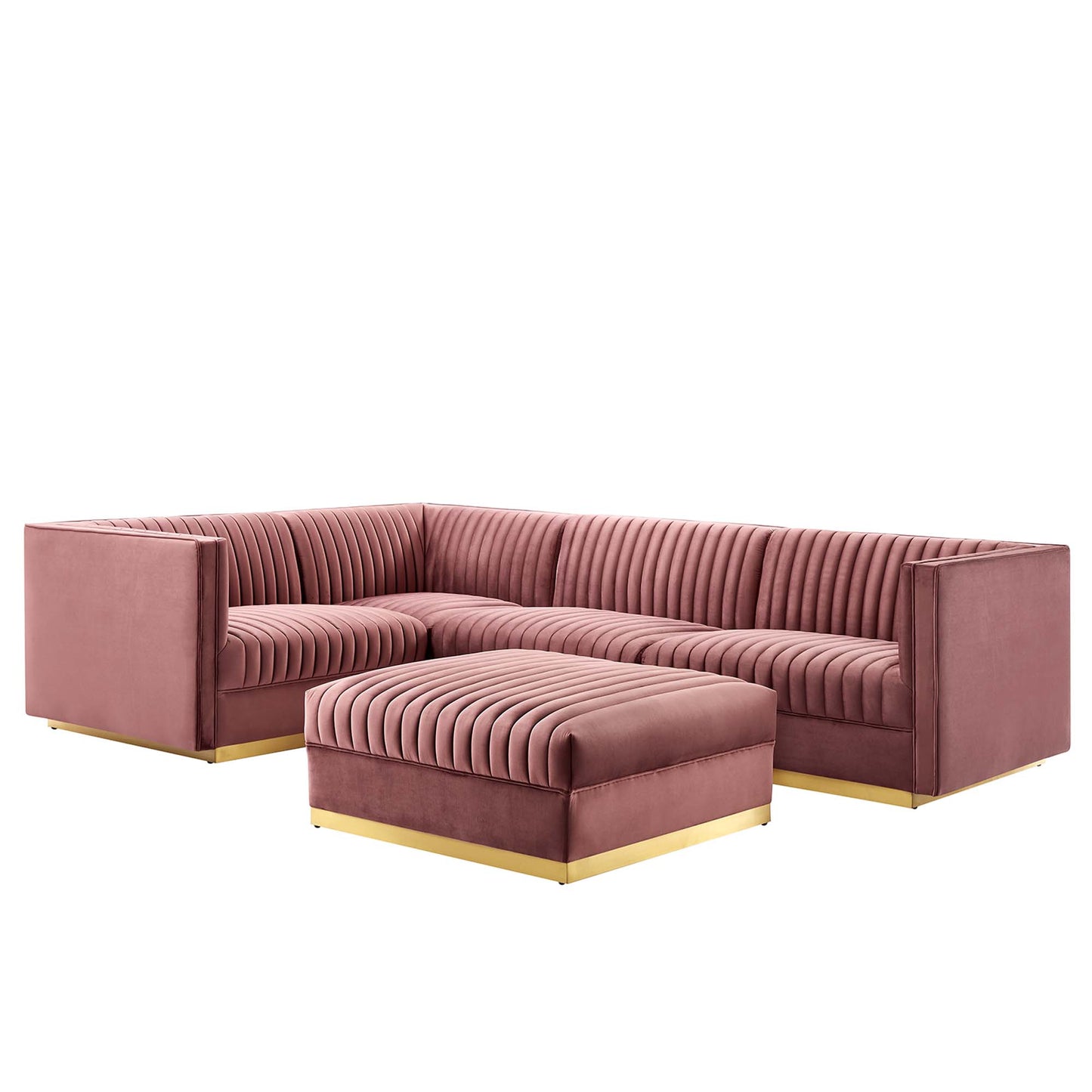 Sanguine 5-Piece Channel Tufted Performance Velvet Left-Facing Modular Sectional Sofa