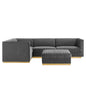 Sanguine 5-Piece Channel Tufted Performance Velvet Left-Facing Modular Sectional Sofa