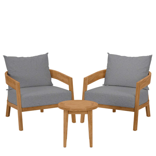 Brisbane 3-Piece Teak Wood Outdoor Patio Set