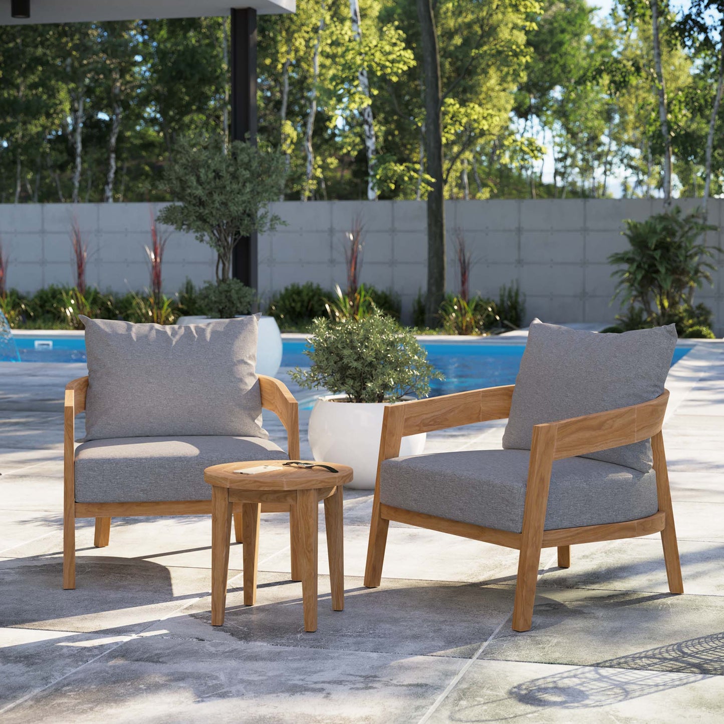 Brisbane 3-Piece Teak Wood Outdoor Patio Set