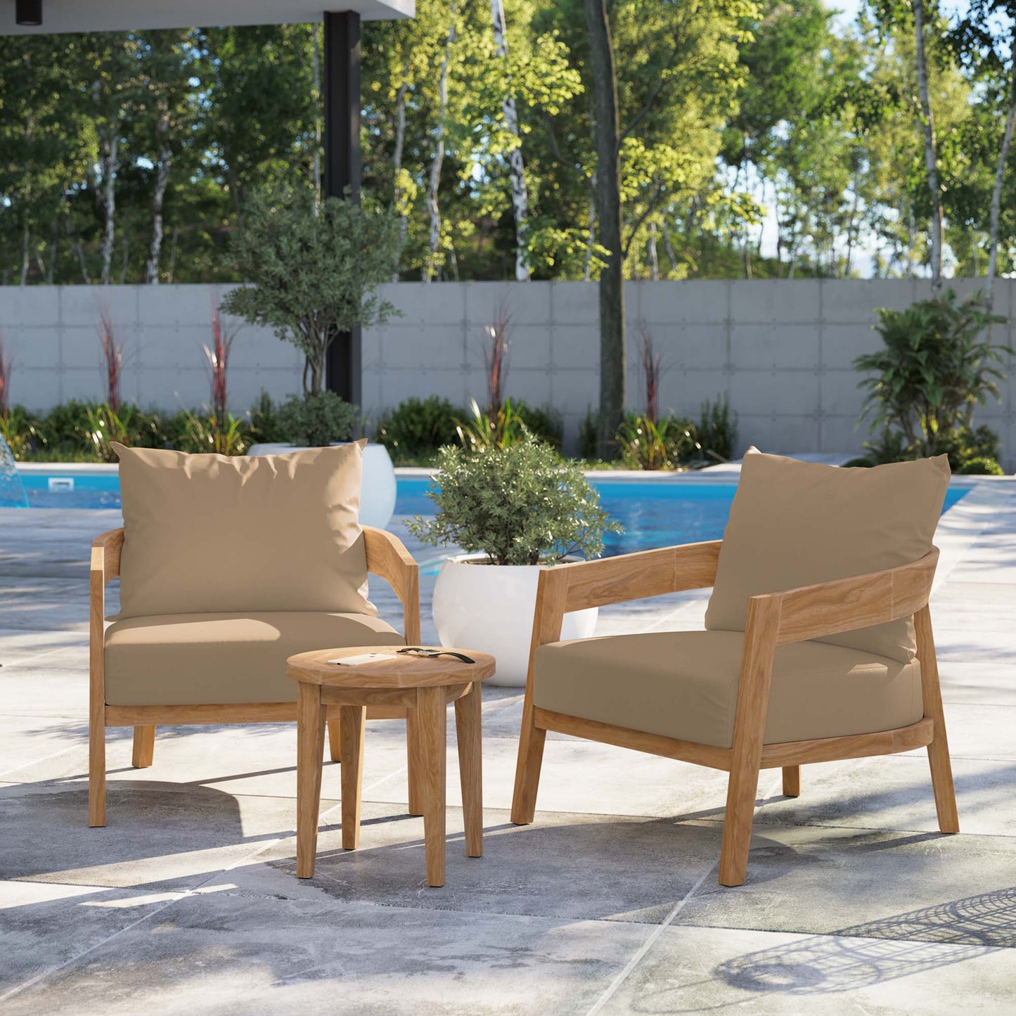 Brisbane 3-Piece Teak Wood Outdoor Patio Set