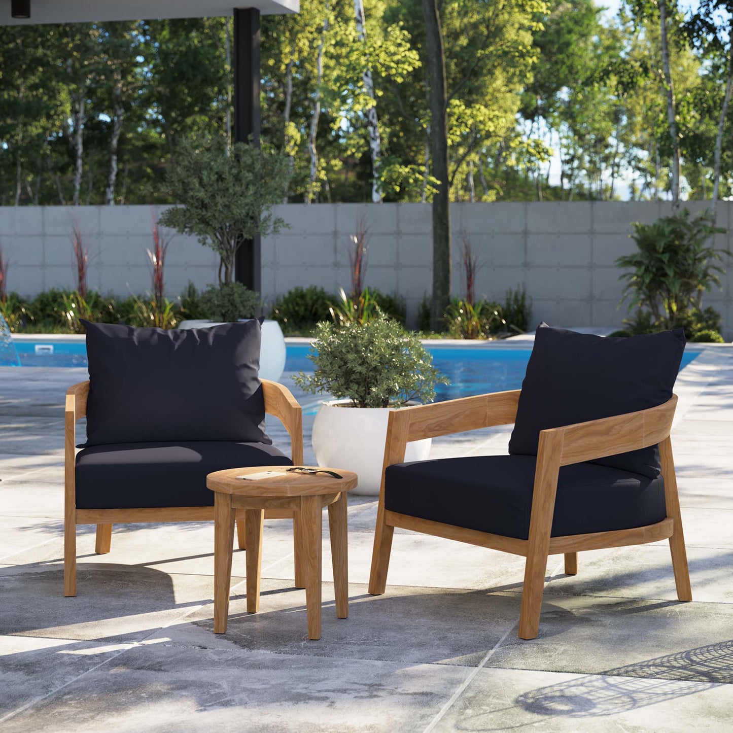 Brisbane 3-Piece Teak Wood Outdoor Patio Set