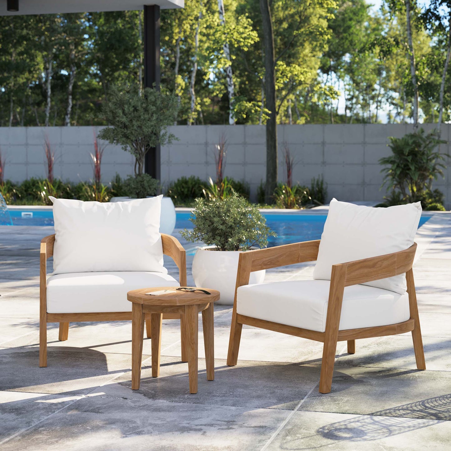 Brisbane 3-Piece Teak Wood Outdoor Patio Set