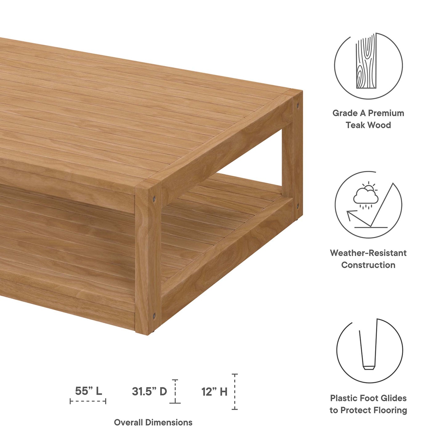 Carlsbad 6-Piece Teak Wood Outdoor Patio Set