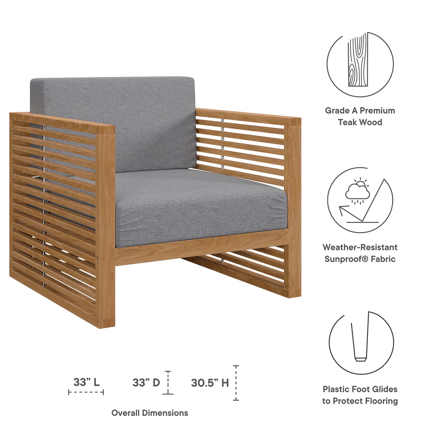 Carlsbad 3-Piece Teak Wood Outdoor Patio Set