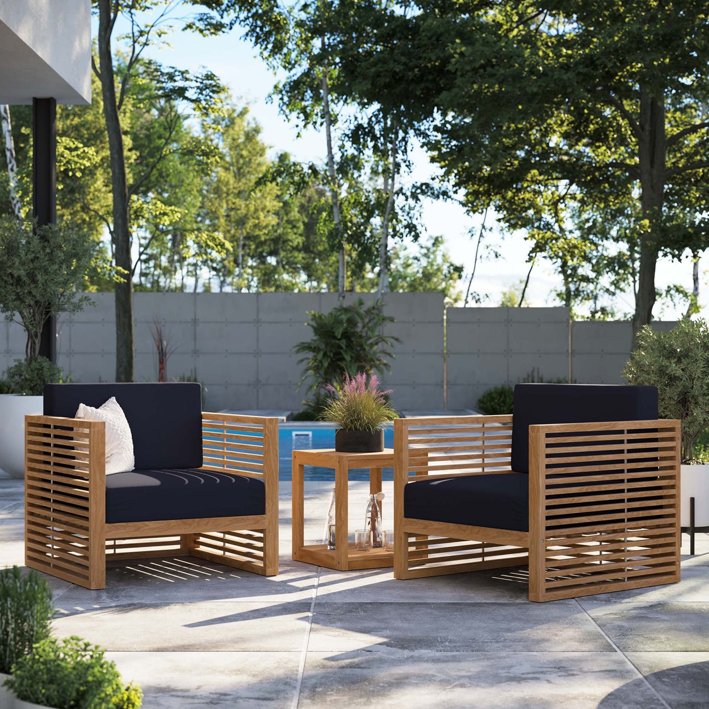 Carlsbad 3-Piece Teak Wood Outdoor Patio Set