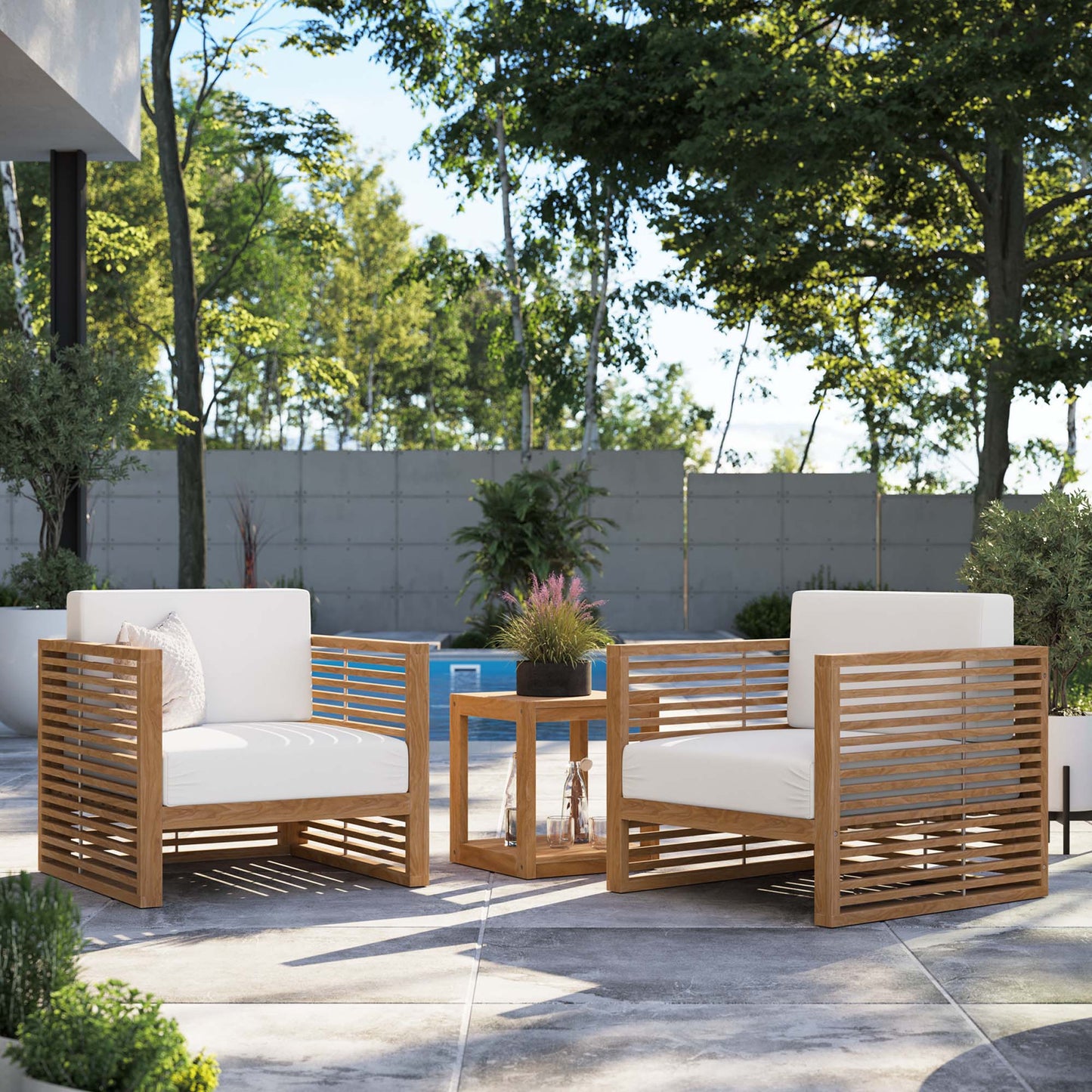 Carlsbad 3-Piece Teak Wood Outdoor Patio Set