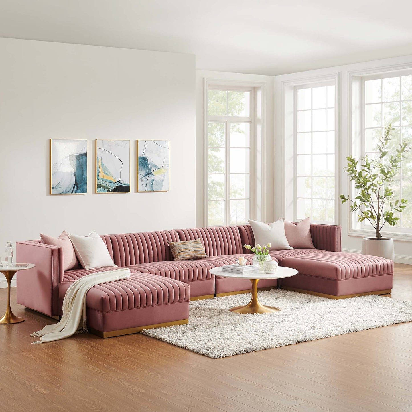 Sanguine 6-Piece Channel Tufted Performance Velvet Modular Sectional Sofa