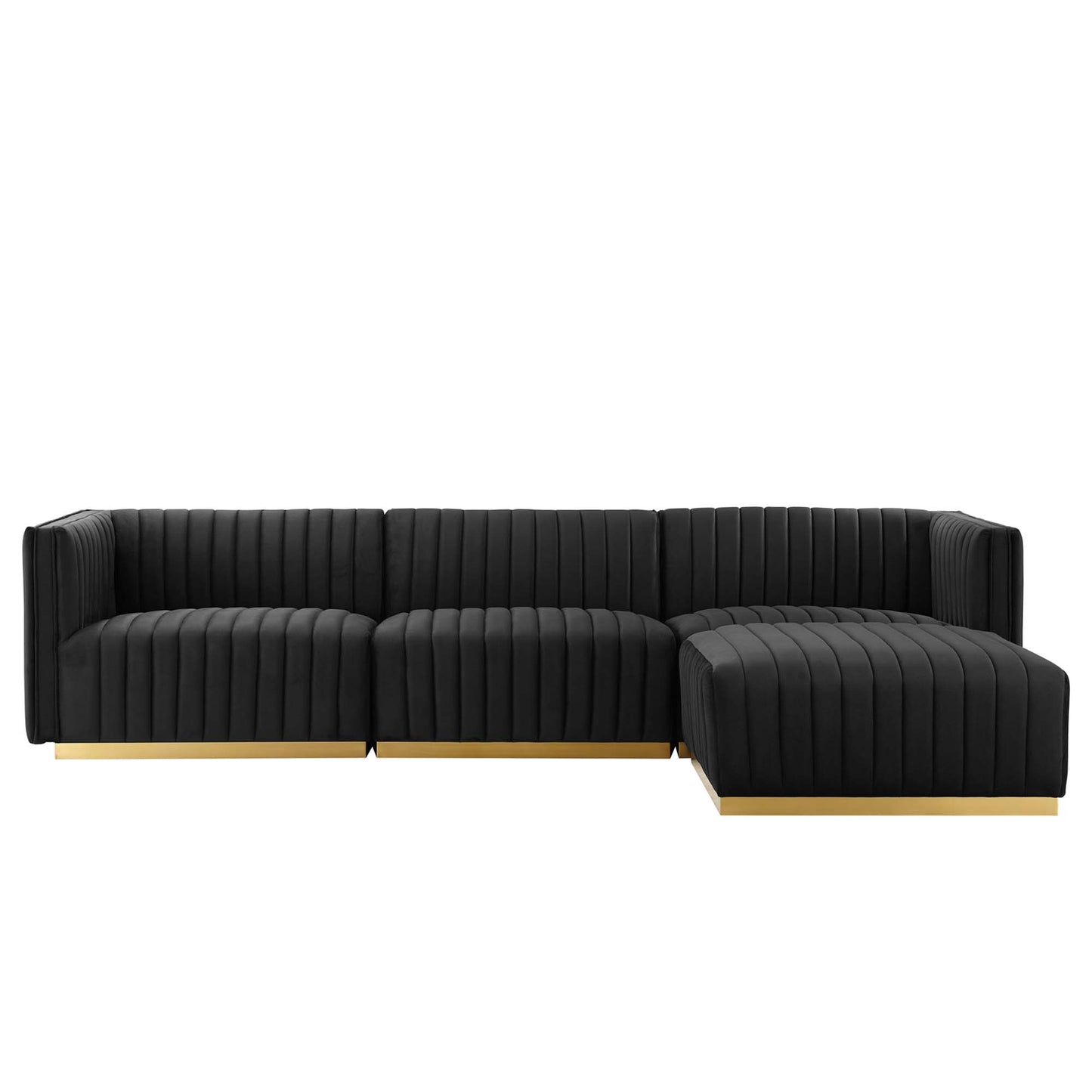 Conjure 4-Piece Channel Tufted Performance Velvet Sectional