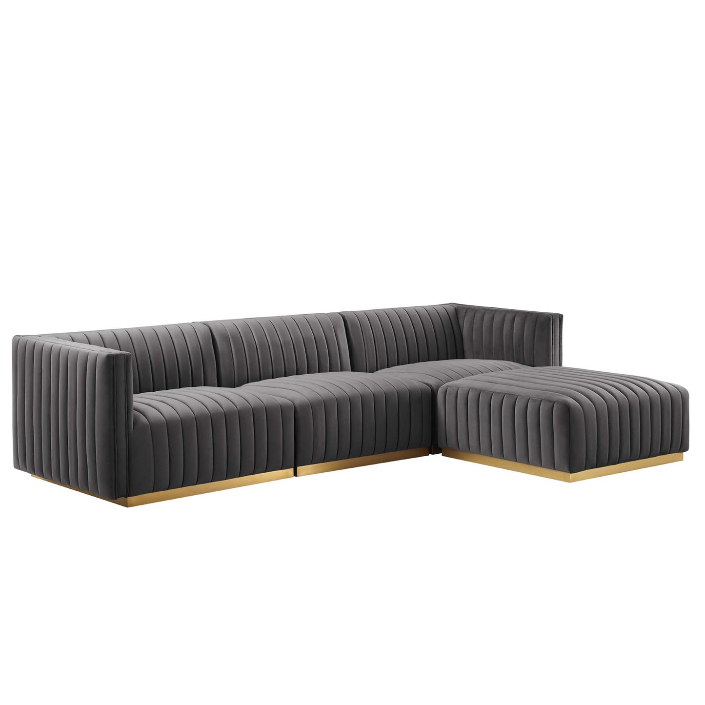 Conjure 4-Piece Channel Tufted Performance Velvet Sectional