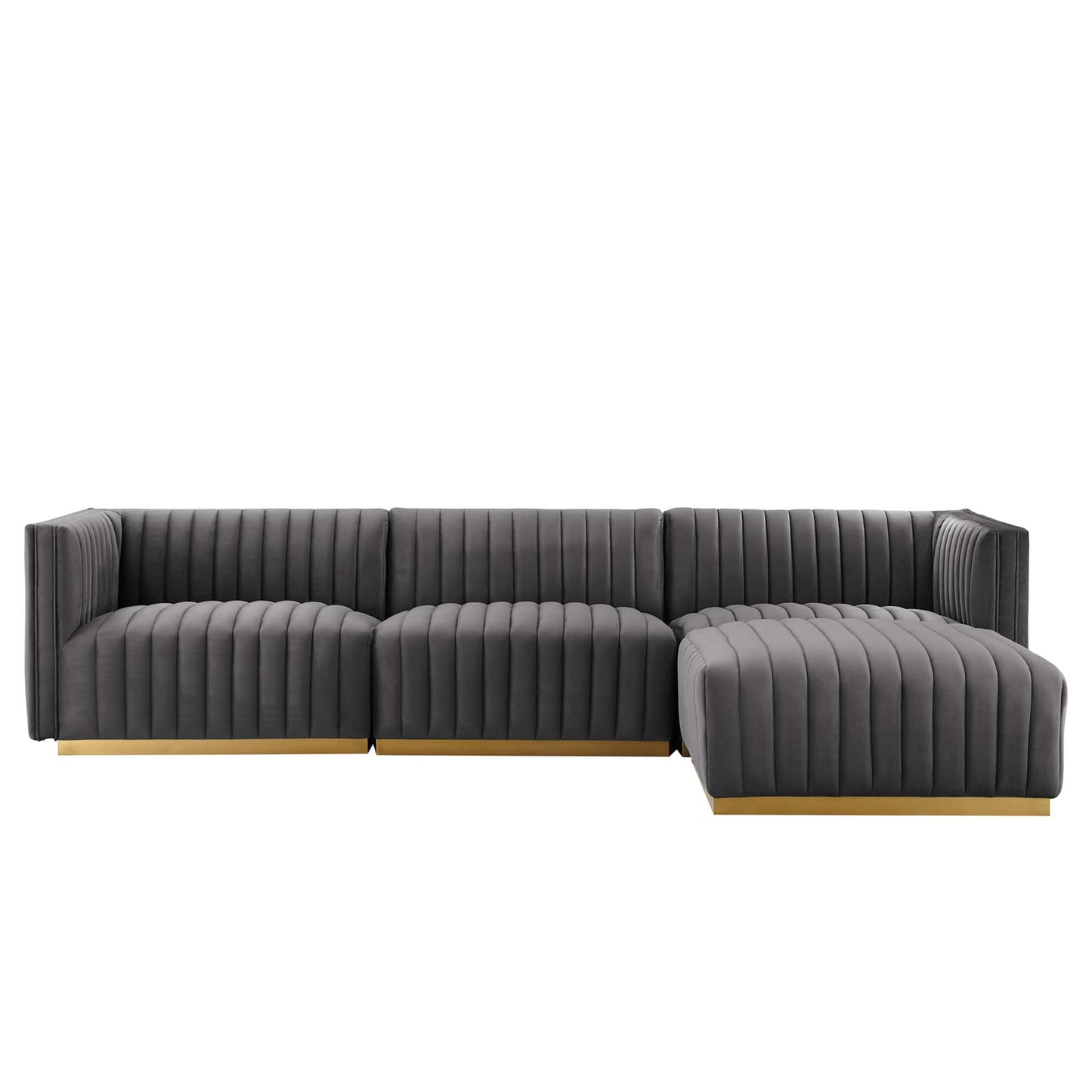 Conjure 4-Piece Channel Tufted Performance Velvet Sectional