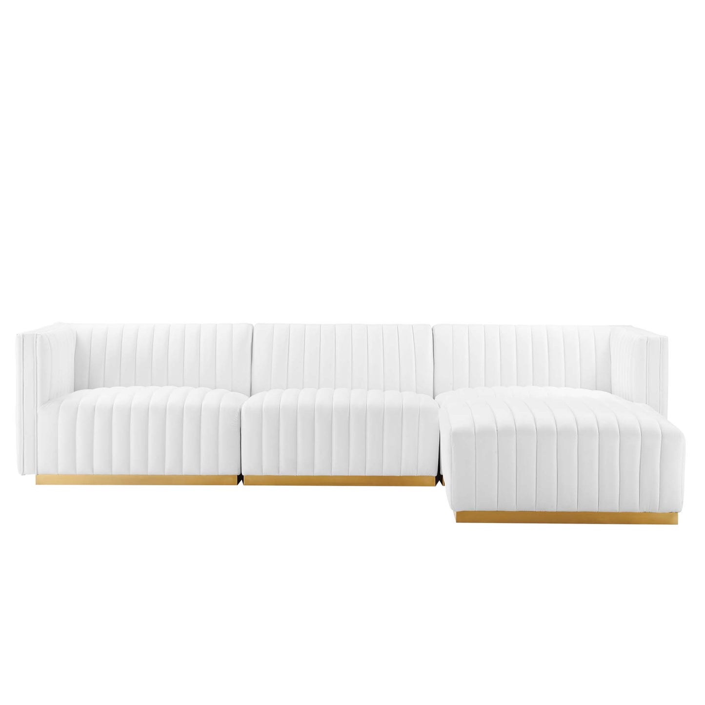 Conjure 4-Piece Channel Tufted Performance Velvet Sectional