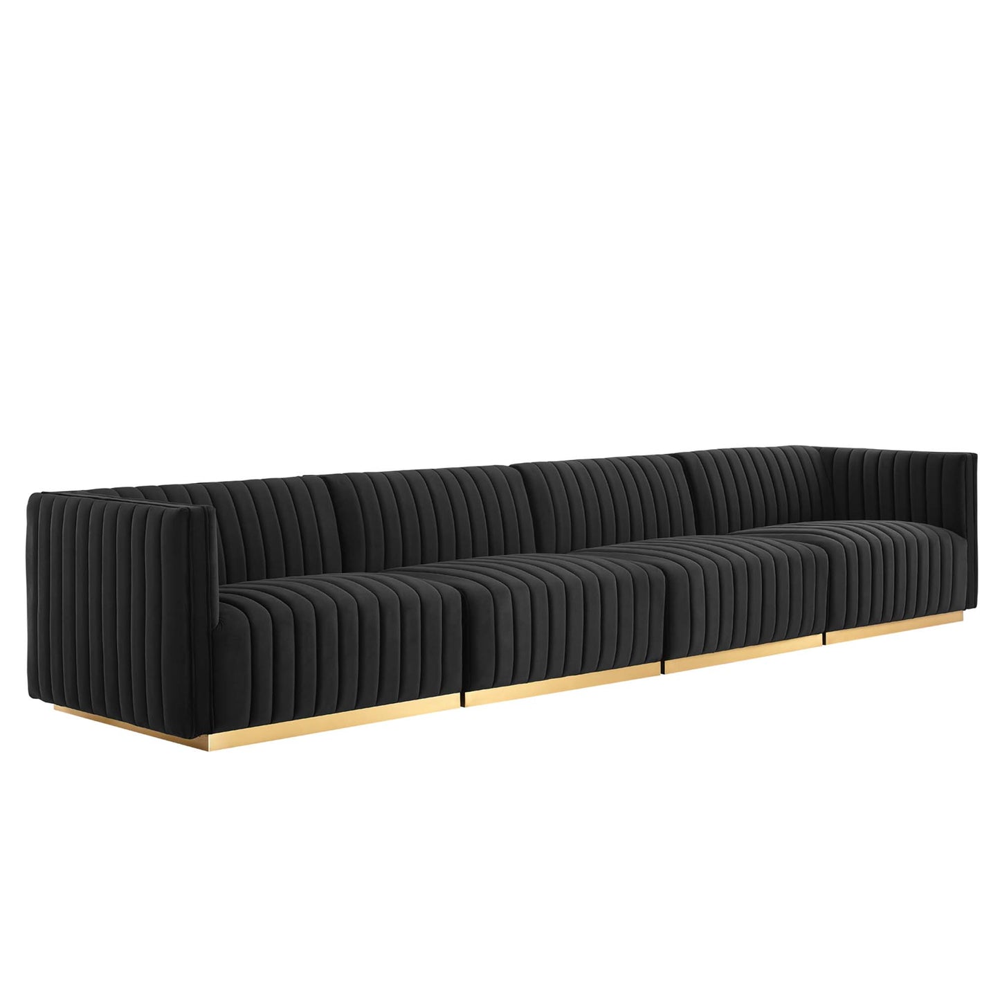 Conjure 4-Piece Channel Tufted Performance Velvet Sofa