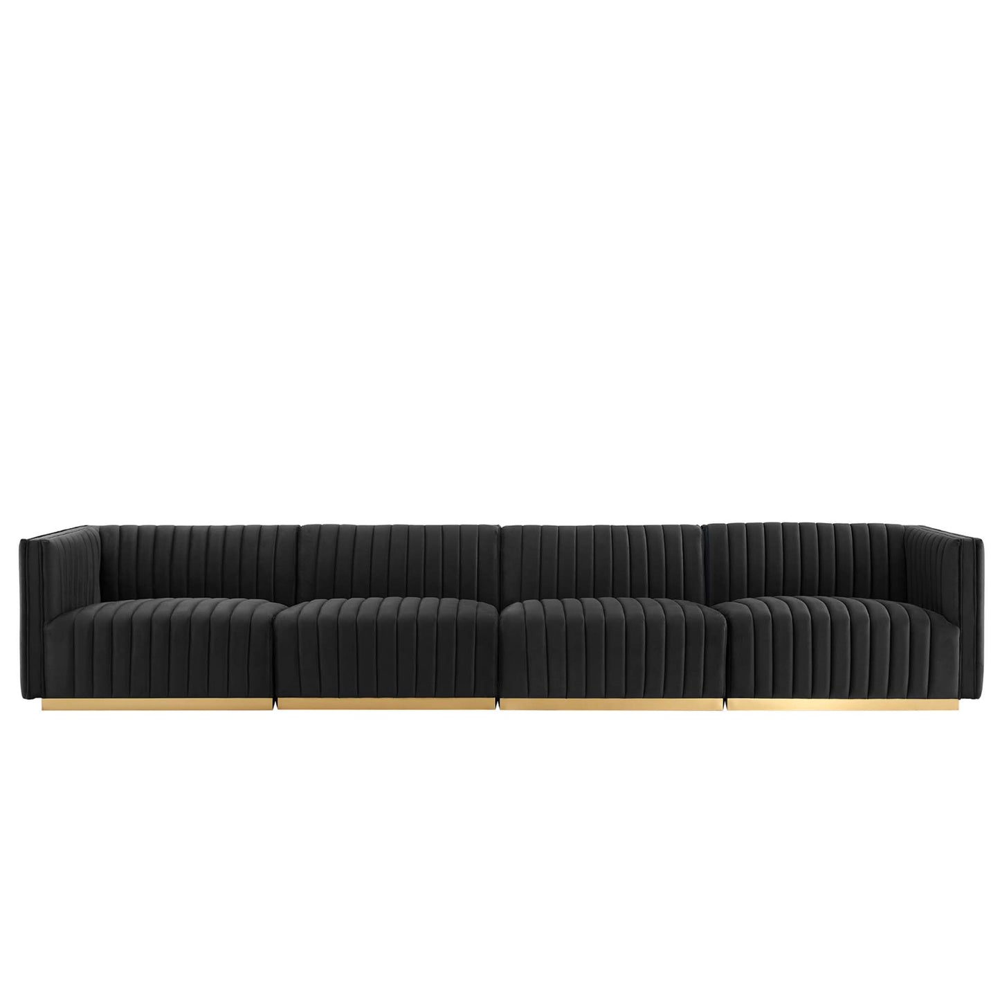 Conjure 4-Piece Channel Tufted Performance Velvet Sofa