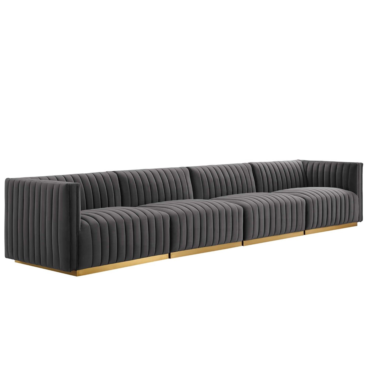 Conjure 4-Piece Channel Tufted Performance Velvet Sofa