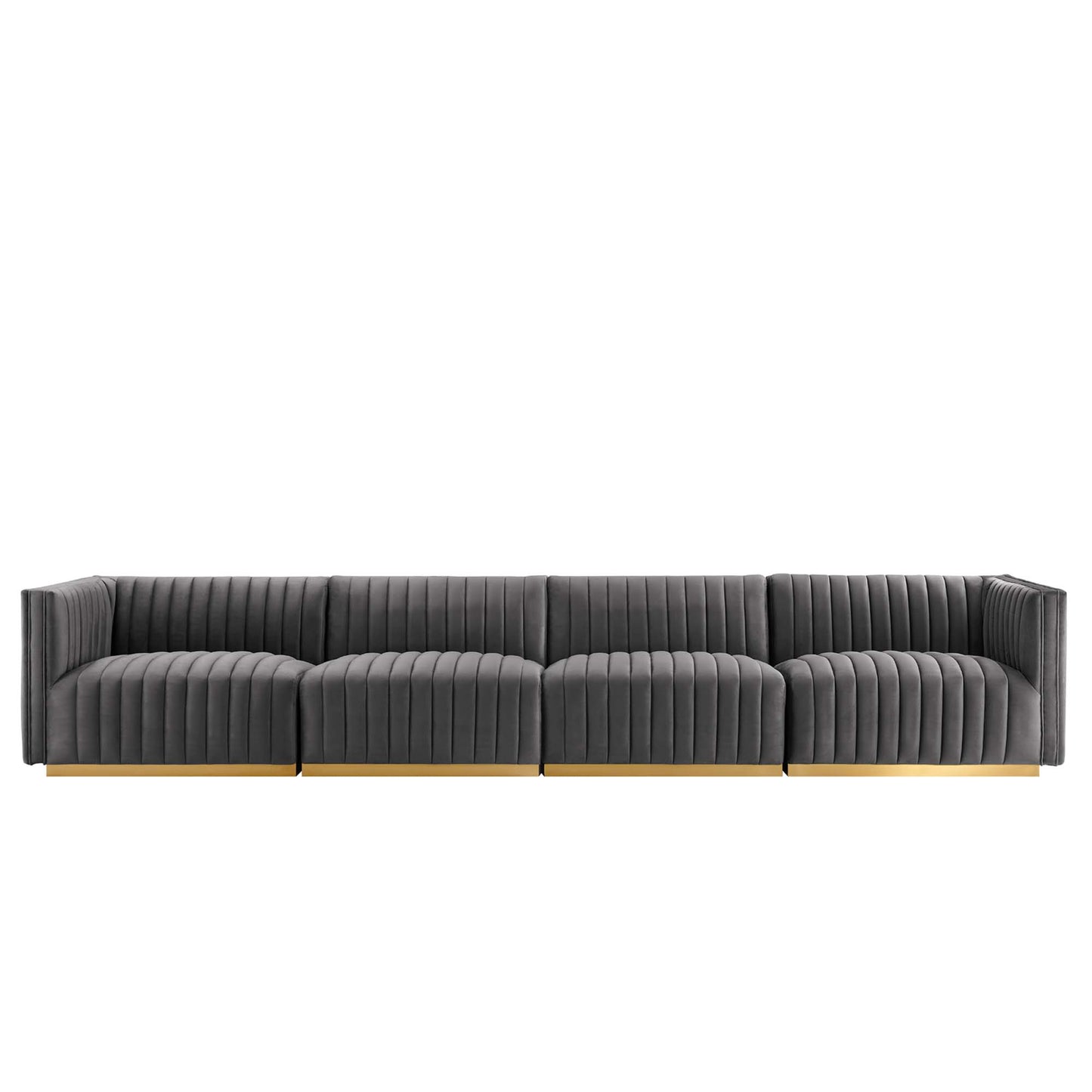 Conjure 4-Piece Channel Tufted Performance Velvet Sofa