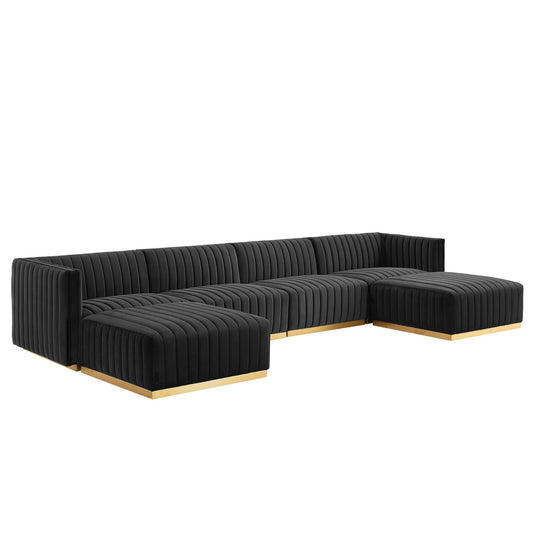 Conjure 6-Piece Channel Tufted Performance Velvet Sectional