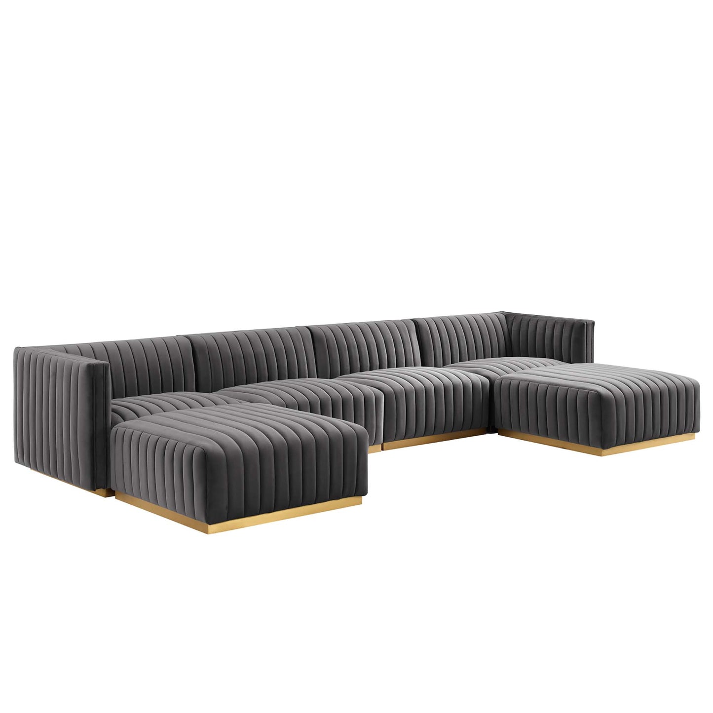 Conjure 6-Piece Channel Tufted Performance Velvet Sectional