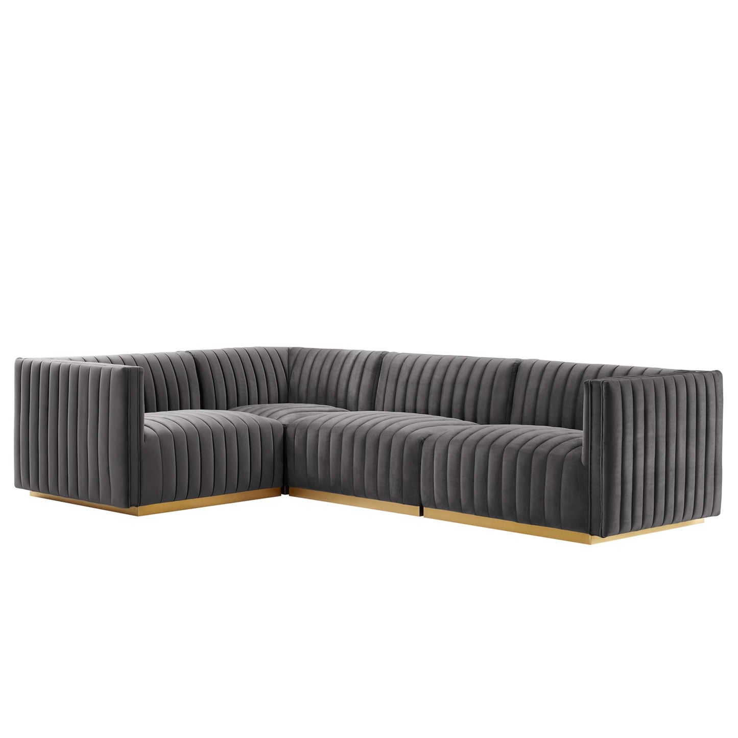 Conjure 4-Piece Channel Tufted Performance Velvet Sectional