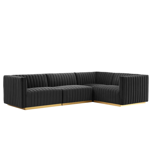 Conjure 4-Piece Channel Tufted Performance Velvet Sectional