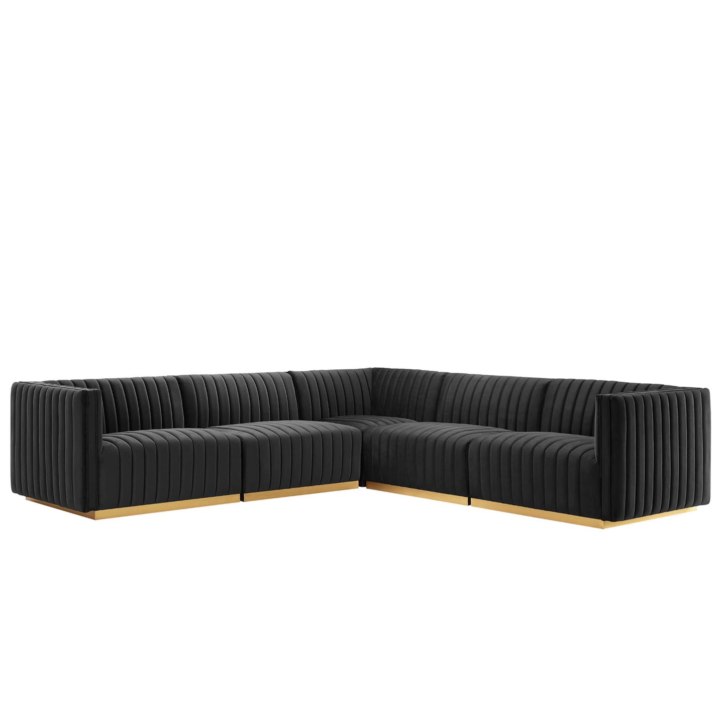 Conjure 5-Piece Channel Tufted Performance Velvet Sectional