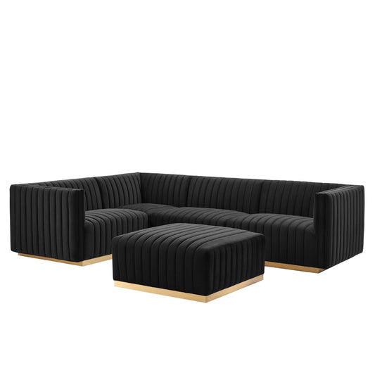 Conjure 5-Piece Channel Tufted Performance Velvet Sectional