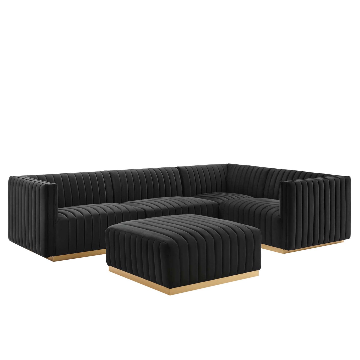 Conjure 5-Piece Channel Tufted Performance Velvet Sectional