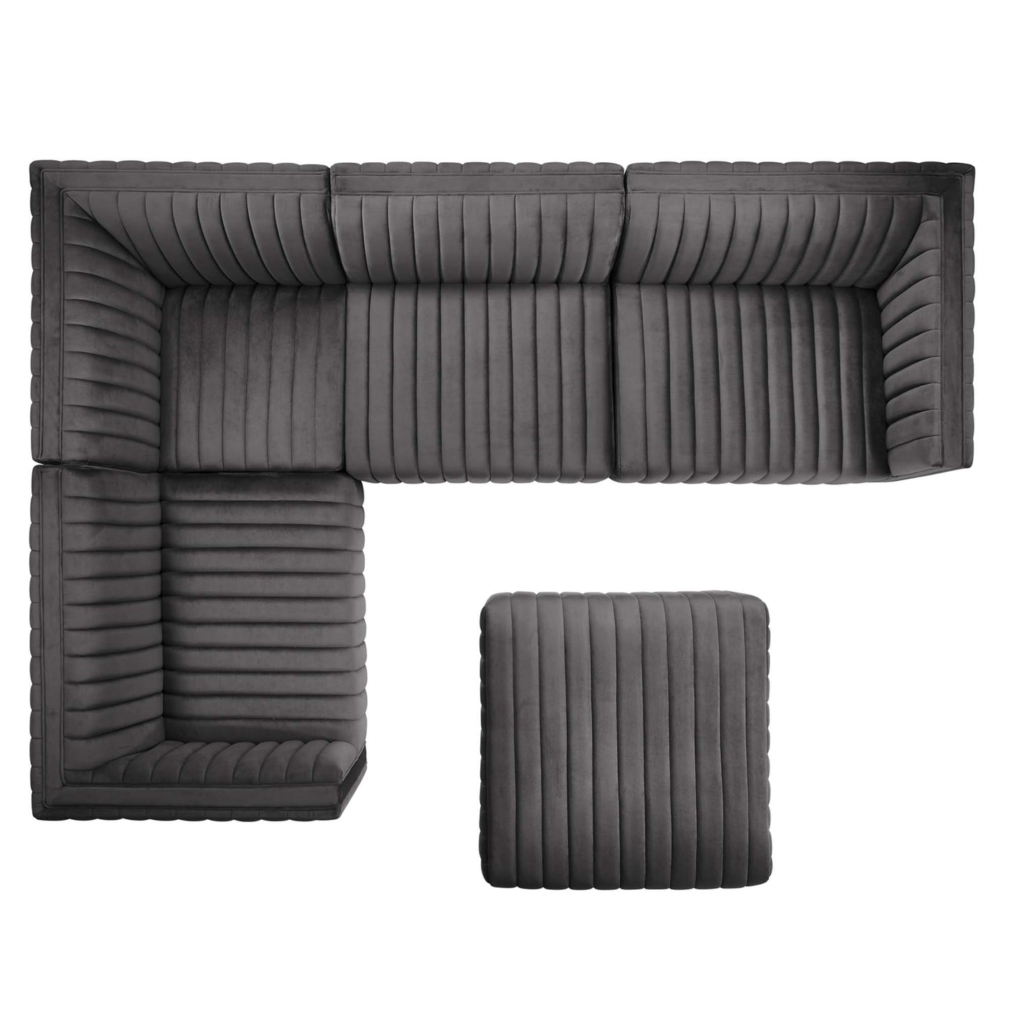 Conjure 5-Piece Channel Tufted Performance Velvet Sectional