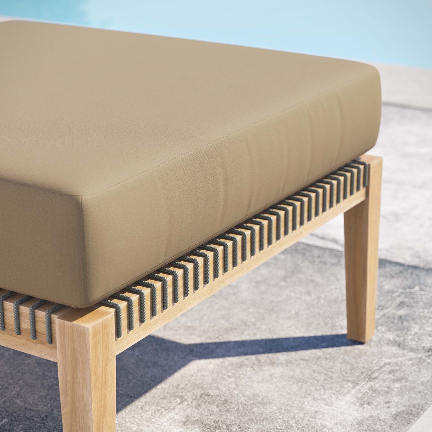 Clearwater Outdoor Patio Teak Wood Ottoman